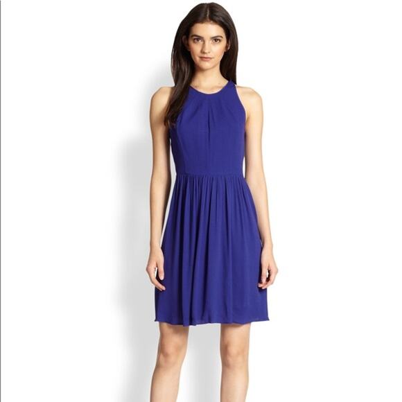 Rebecca Taylor Mini Dress Women Size 8 Blue Coquette Flowy Sleeveless Party - Picture 1 of 12